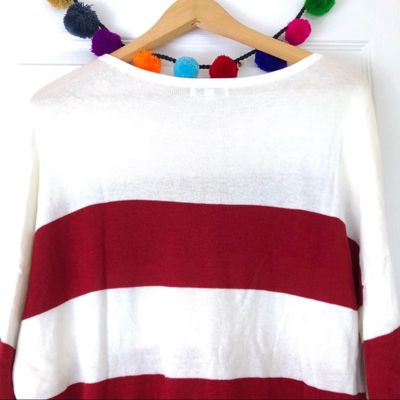 Gap Merlot Red & Cream White Striped Sweater - Picture 7 of 7